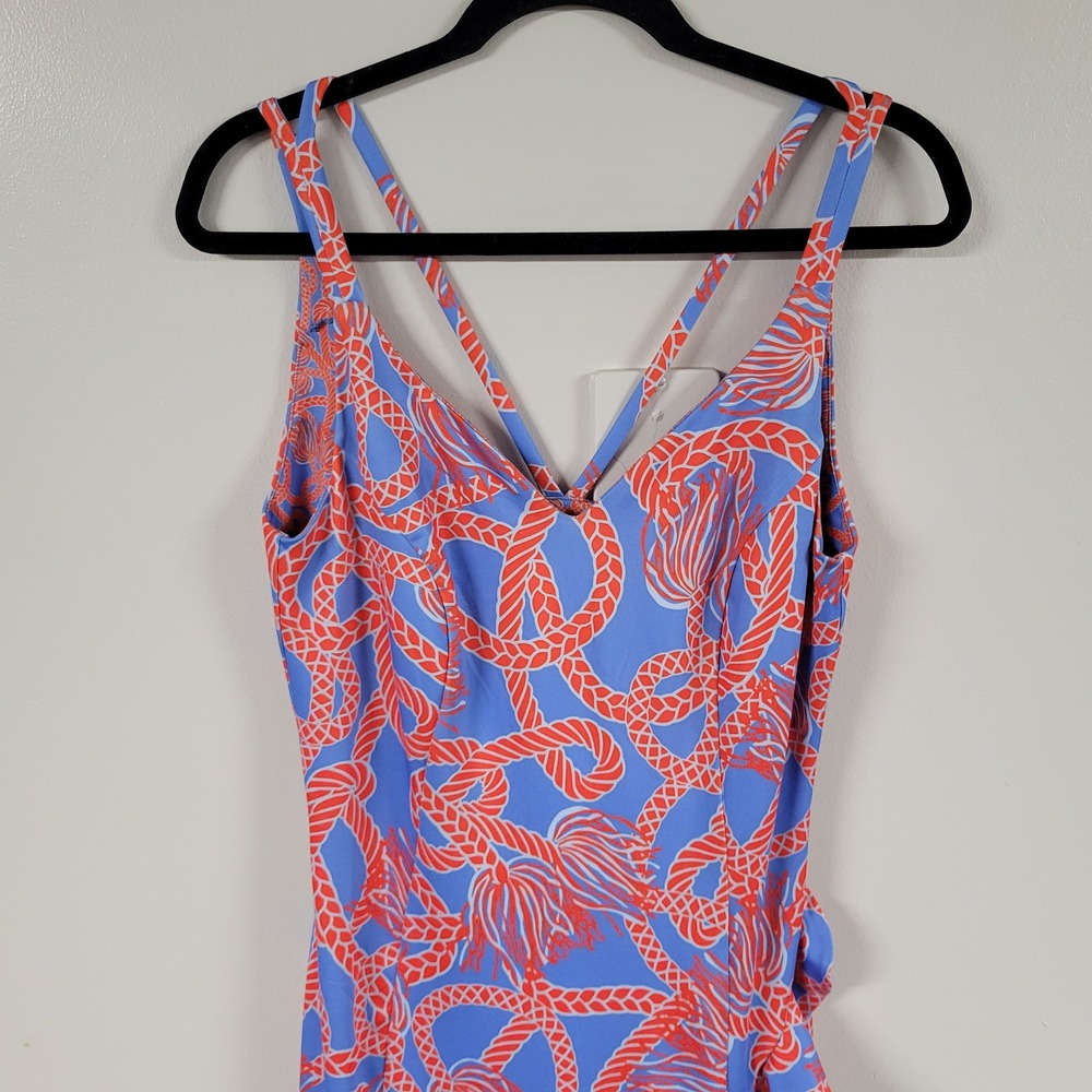 Gretchen Scott XS Blue Orange Rope Print Dress Sleeveless‎ Casual Summer